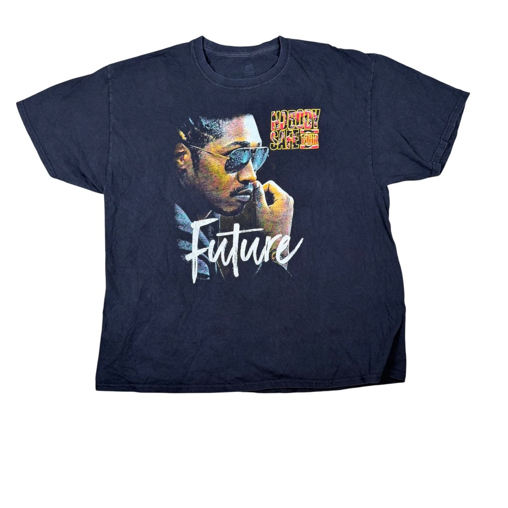 Future Nobody Safe Tour 2017 Graphic T-Shirt Mens XL Black Short Sleeve Rap Tee